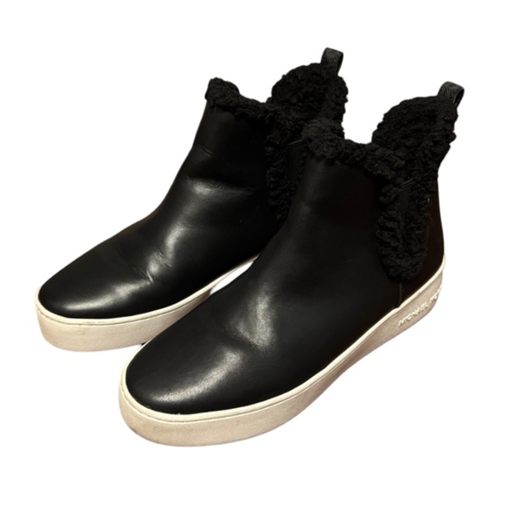 MICHAEL KORS Ashlyn Leather Shearling Lined Slip On Sneaker Boots Sz 6,5